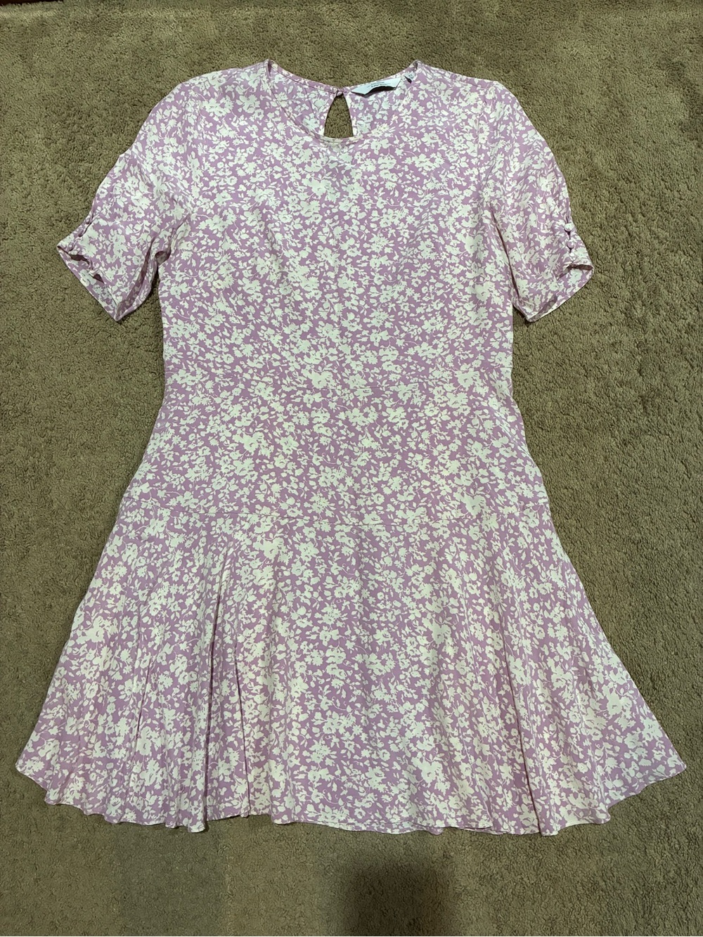& Other Stories Paris Atelier Lilac Floral Mini Dress Short Button Sleeve Sz 10